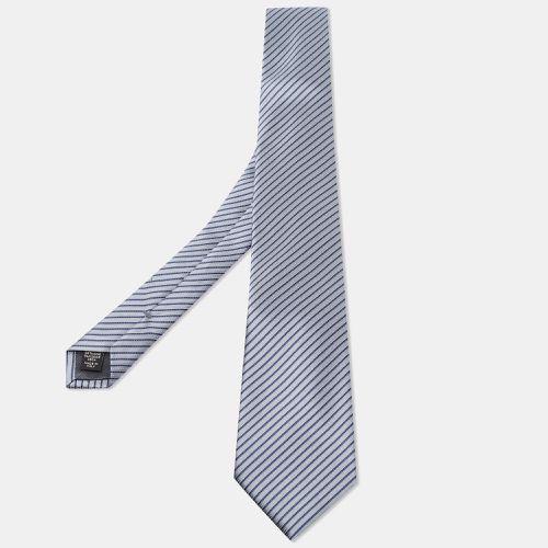 Ermenegildo Zegna Grey & Blue Striped Silk Tie - Ermenegildo Zegna - Modalova