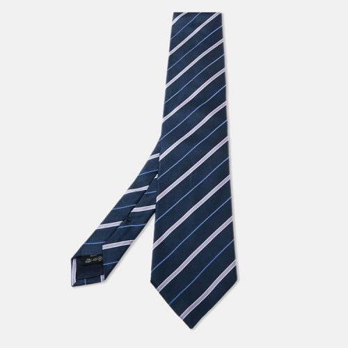 Ermenegildo Zegna Blue Striped Silk Tie - Ermenegildo Zegna - Modalova