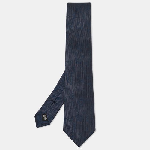 Ermenegildo Zegna Navy Blue Floral Patterned Silk Tie - Ermenegildo Zegna - Modalova