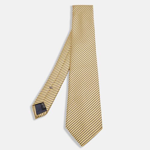 Ermenegildo Zegna Yellow Diagonal Striped Silk Tie - Ermenegildo Zegna - Modalova