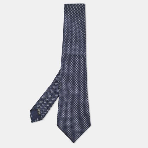 Ermenegildo Zegna Navy Blue Patterned Silk Tie - Ermenegildo Zegna - Modalova