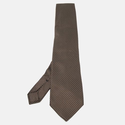 Ermenegildo Zegna Brown Micro Checked Silk Tie - Ermenegildo Zegna - Modalova