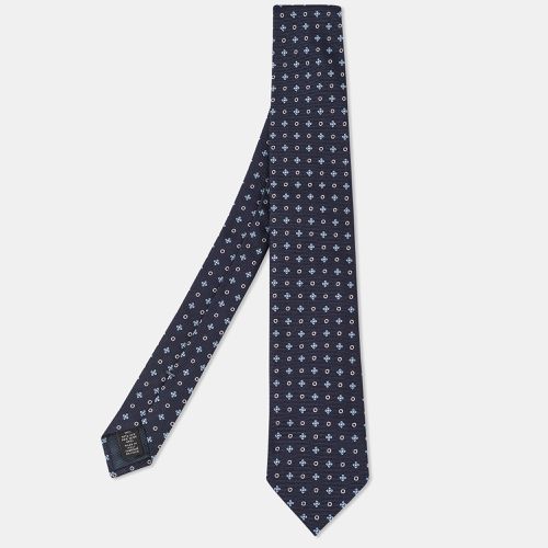 Ermenegildo Zegna Navy Blue Floral Pattern Silk Tie - Ermenegildo Zegna - Modalova