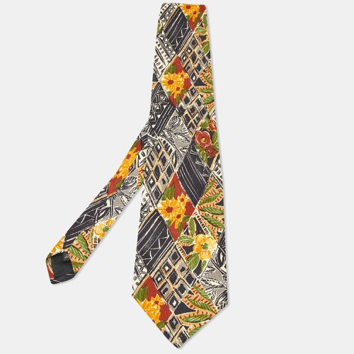 Ermenegildo Zegna Vintage Black Floral Print Silk Traditional Tie - Ermenegildo Zegna - Modalova