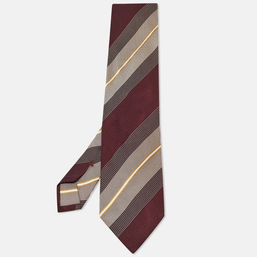 Ermenegildo Zegna Burgundy Striped Silk Traditional Tie - Ermenegildo Zegna - Modalova