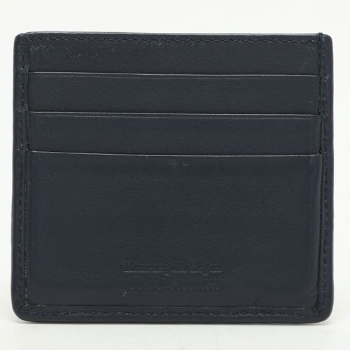 Ermenegildo Zegna Navy Blue Woven Leather Pelle Tessuta Card Holder - Ermenegildo Zegna - Modalova