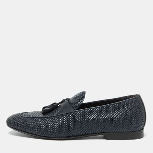 Ermenegildo Zegna Dark Blue Woven Leather Lido Tassel Loafers Size 40 - Ermenegildo Zegna - Modalova