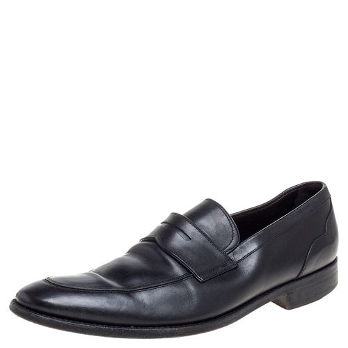 Ermenegildo Zegna Black Leather Penny Loafers Size 45 - Ermenegildo Zegna - Modalova