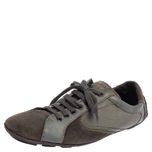 Ermenegildo Zegna Grey Leather And Suede Low Top Sneakers Size 44 - Ermenegildo Zegna - Modalova