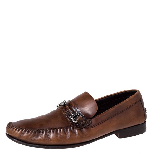 Ermenegildo Zegna Brown Leather Horsebit Slip On Loafers Size 42.5 - Ermenegildo Zegna - Modalova