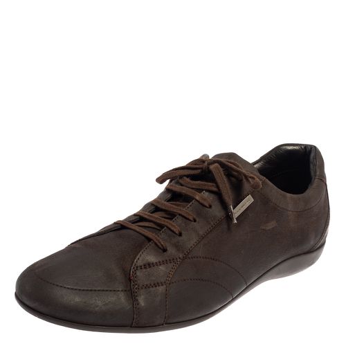 Ermenegildo Zegna Brown Canvas Low Top Sneakers Size 43.5 - Ermenegildo Zegna - Modalova