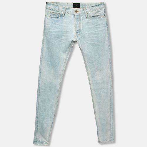 Fear of God Blue Distressed Denim Zipped Hem Slim Fit Jeans M - Fear of God - Modalova