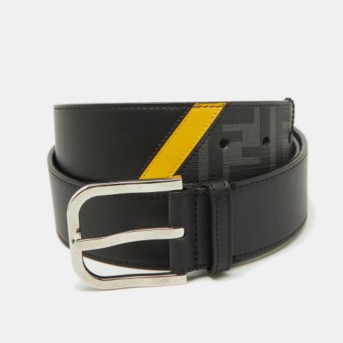 Fendi Black Leather and Zucca Canvas Buckle Belt 95 CM - Fendi - Modalova