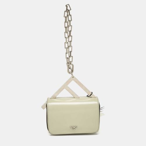 Fendi Avocado Green Leather Nano F Chain Pouch - Fendi - Modalova