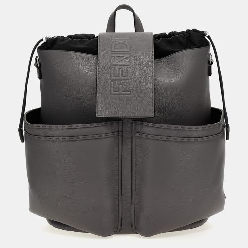 Fendi Grey Leaather Strike Large Fendi Roma Backpack - Fendi - Modalova