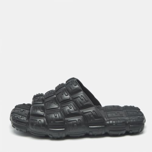 Fendi Black FF Logo Print Rubber Flip Flops Size 46 - Fendi - Modalova