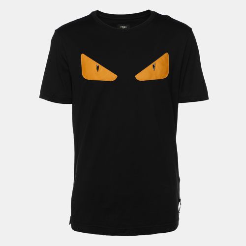 Fendi Black Cotton Monster Eye Patch Detail Crewneck T-Shirt L - Fendi - Modalova