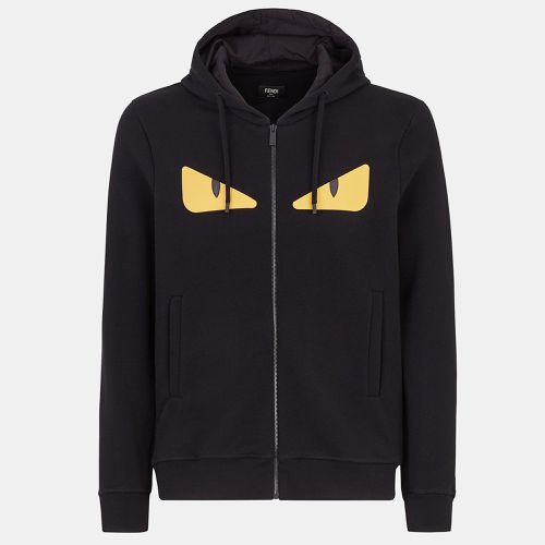 Fendi Black Monster Eyes Appliqued Wool Blend Hoodie L - Fendi - Modalova