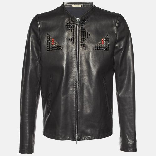 Fendi Black Leather Studded Biker Jacket L - Fendi - Modalova