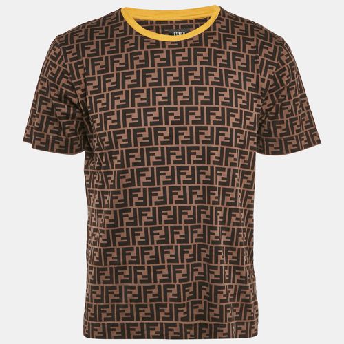 Fendi Brown Zucca Print Jersey Crewneck T-Shirt S - Fendi - Modalova