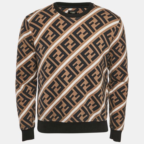 Fendi Brown Monogram Print Cotton Crewneck Sweatshirt S - Fendi - Modalova