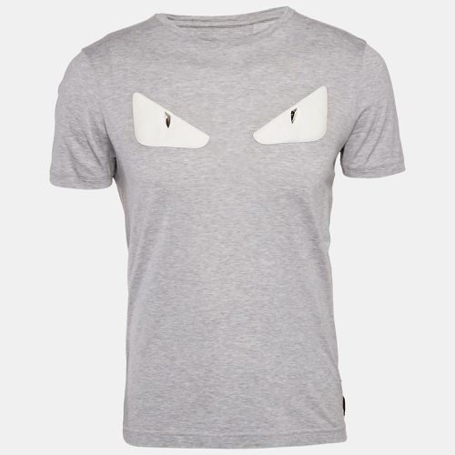 Fendi Grey Cotton Monster Eye Applique Detail T-Shirt M - Fendi - Modalova