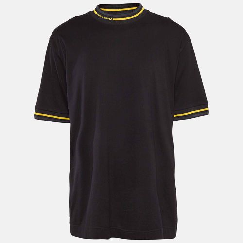 Fendi Black Cotton Knit Contrast Trimmed T-Shirt XXL - Fendi - Modalova