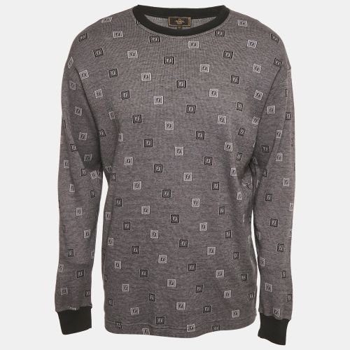 Fendi Vintage Grey FF Pattern Cotton Knit Sweatshirt L - Fendi - Modalova