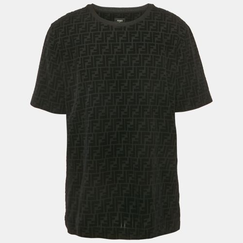 Fendi Black Zucca Flocked Jersey Crew Neck T-Shirt XL - Fendi - Modalova