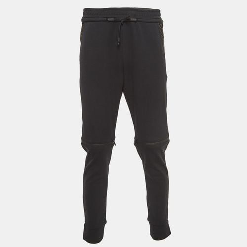 Fendi Black Jersey and Mesh Zip Knee Joggers M - Fendi - Modalova