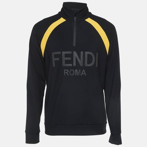 Fendi Black Logo Applique Jersey Sweatshirt XL - Fendi - Modalova