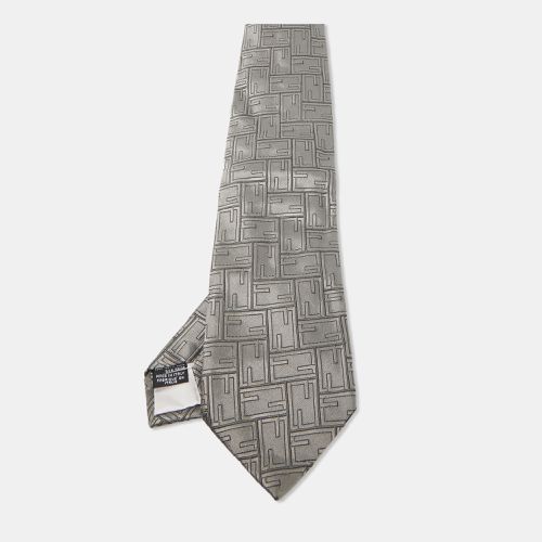 Fendi Grey Zucca Jacquard Silk Traditional Tie - Fendi - Modalova