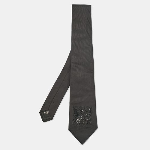 Fendi Black Monster Eye Embellished Silk Tie - Fendi - Modalova