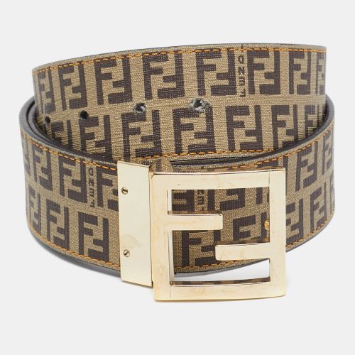 Fendi Tobacco Zucchino and Zucca Coated Canvas FF Buckle Reversible Belt - Fendi - Modalova