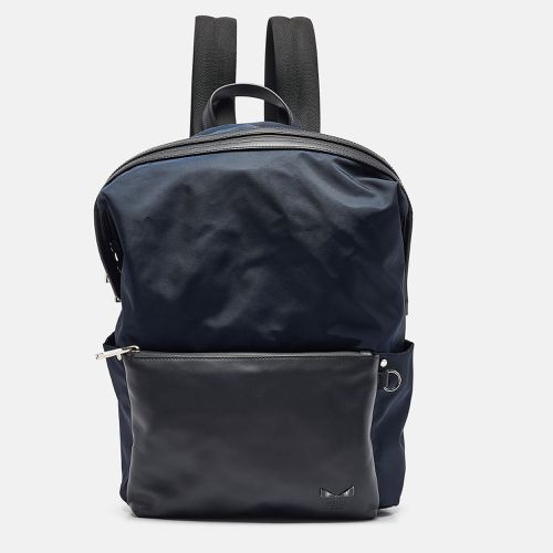 Fendi Navy Blue/Black Nylon and Leather Bugs Backpack - Fendi - Modalova