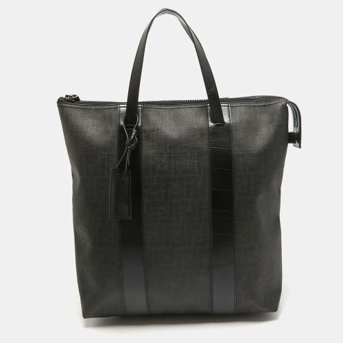 Fendi Black Zucca Coated Canvas and Leather Zip Tote - Fendi - Modalova