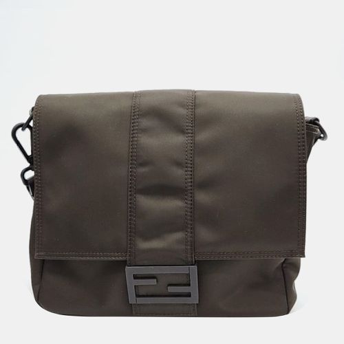 Fendi Brown Canvas Baguette Medium Messenger Bag - Fendi - Modalova