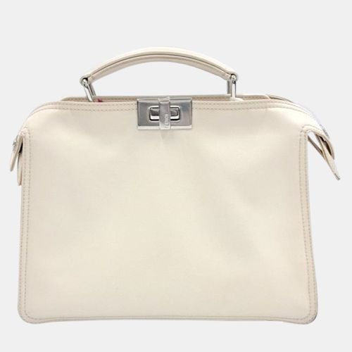 Fendi White Leather Mini Peekaboo ISeeU Satchel Bag - Fendi - Modalova