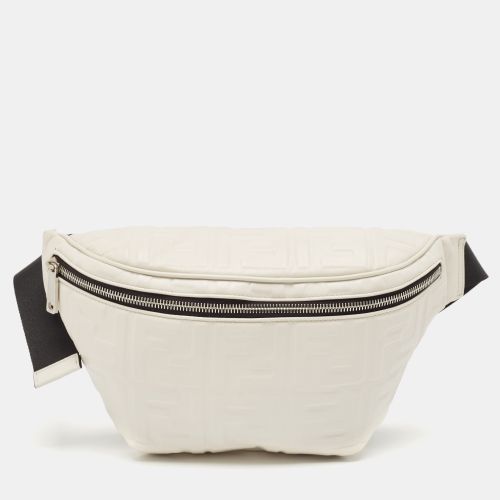 Fendi White/Black Zucca Embossed Leather and Mesh Belt Bag - Fendi - Modalova