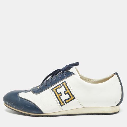 Fendi Blue/White Leather FF Logo Low Top Sneakers Size 44 - Fendi - Modalova