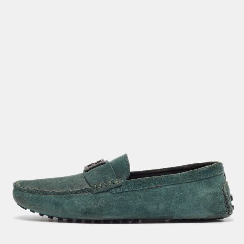 Fendi Dark Green Suede FF Slip On Loafers Size 44 - Fendi - Modalova