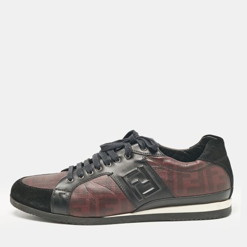 Fendi Black/Burgundy Zucca Coated Canvas and Leather Low Top Sneakers Size 45 - Fendi - Modalova