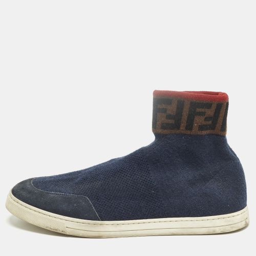 Fendi Size 42 Blue Knit Fabric and Suede FF Sock High Top Sneakers - Fendi - Modalova