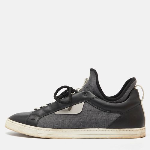 Fendi Black/Grey Leather and Nylon Monster Eye Low Top Sneakers Size 43 - Fendi - Modalova