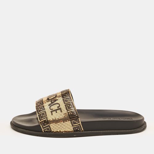 Fendi x Versace Gold Metal and Leather Flat Slides Size 44 - Fendi x Versace - Modalova