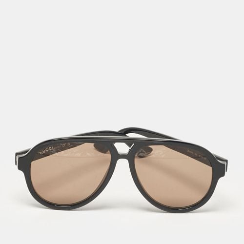 Gucci Black/Brown GG0767S Web Aviator Sunglasses - Gucci - Modalova