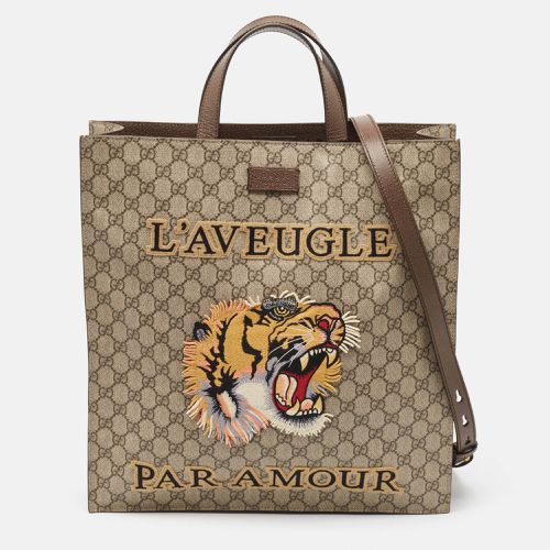 Gucci Beige GG Supreme Canvas L'Aveugle Par Amour Tote - Gucci - Modalova