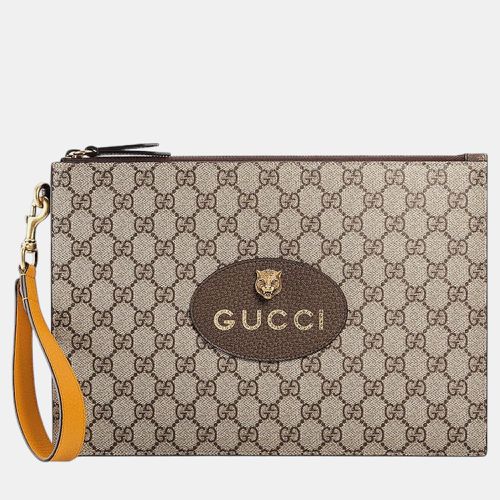 Gucci Beige GG Supreme Clutch Bag - Gucci - Modalova