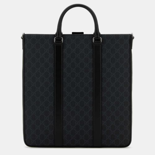 Gucci Black Leather Medium GG Supreme Tote Bag - Gucci - Modalova