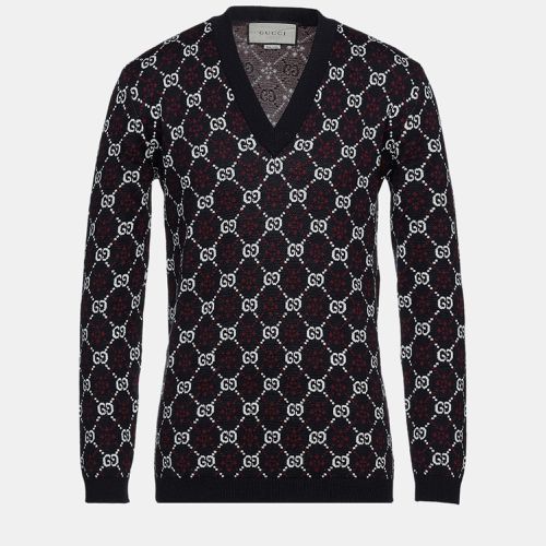 Gucci Navy Blue GG Jacquard Wool Sweater XS - Gucci - Modalova